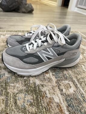 New Balance Gray & White Mesh Suede Running Shoes